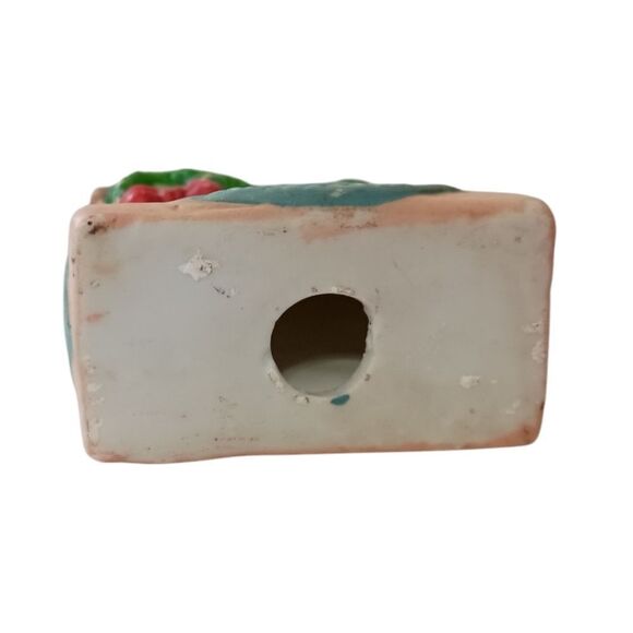 Fireplace Christmas Ornament Ceramic Bisque Porcelain Painted Vtg 80s Holiday. - Picture 3 of 13